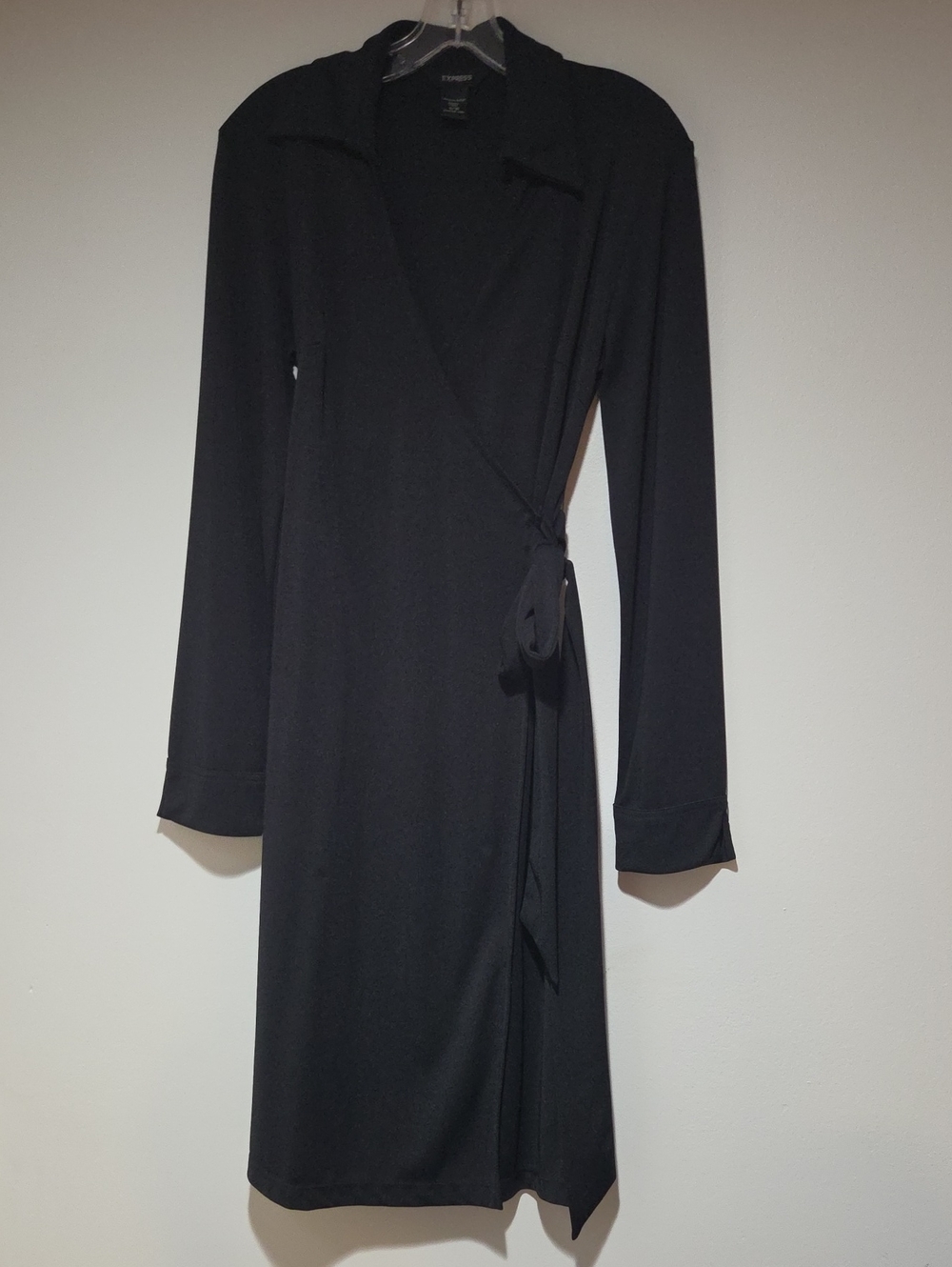 Vintage Express Black Wrap Dress with Tie Waist Size 9/10
